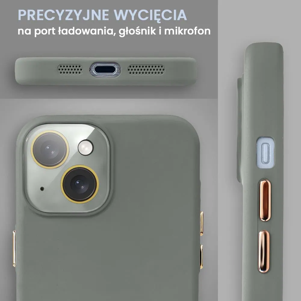 Etui do iPhone 15 Soft Silicone Protect, z osłoną aparatu, szare
