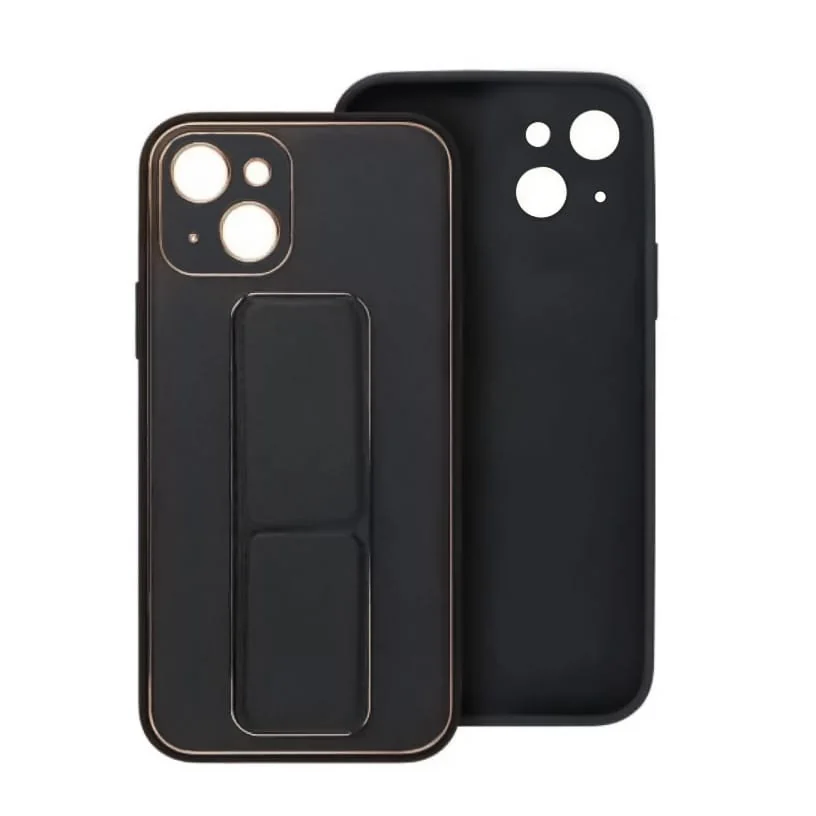Etui do iPhone 15 Plus Stand Leather Case z podstawką skórzane, czarne