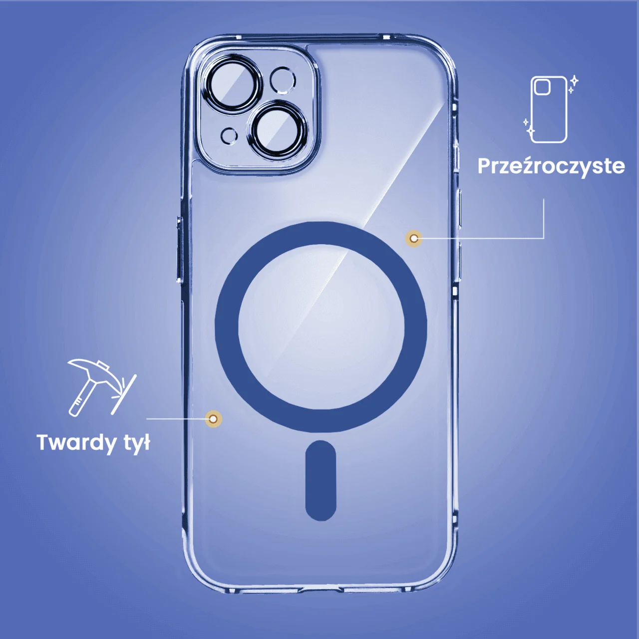 Etui do iPhone 15 cienkie, wzmocnione, z ochroną anti shock oraz głośników, niebieskie