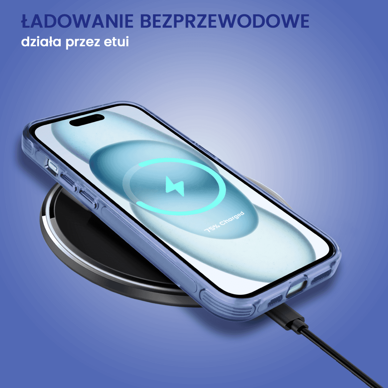 Etui do iPhone 15 cienkie, wzmocnione, z ochroną anti shock oraz głośników, niebieskie