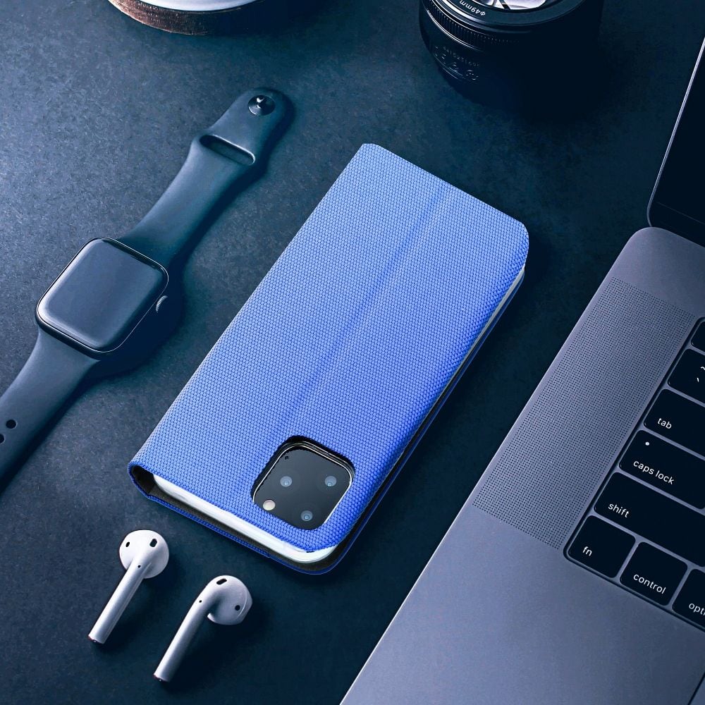 Etui do iPhone 15 eleganckie stylowe niebieskie z klapką