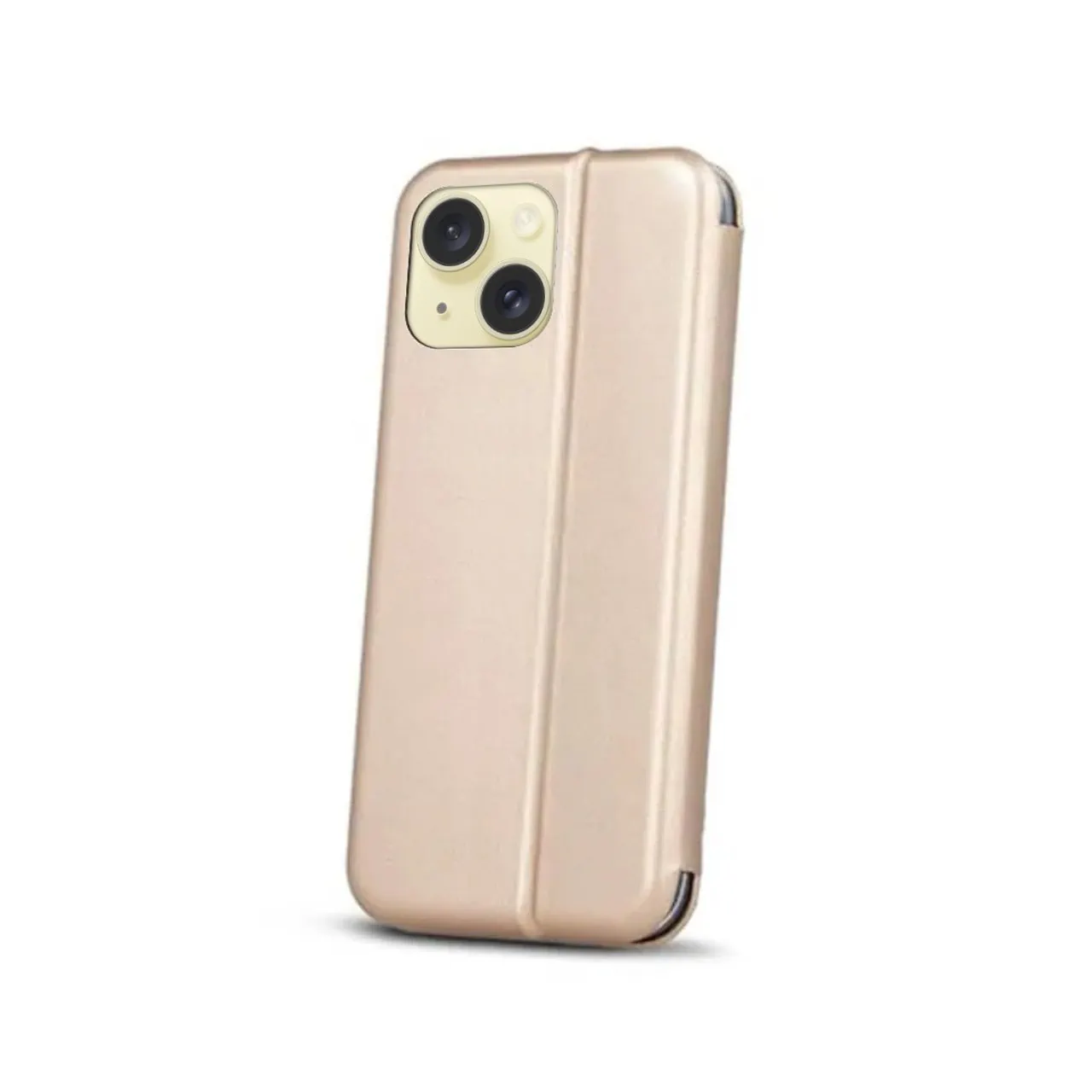 Etui do iPhone 15 Plus klasyczne z magnetyczną klapką, złote