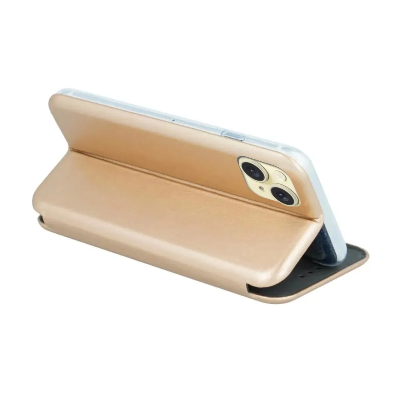 Etui do iPhone 15 Plus klasyczne z magnetyczną klapką, złote