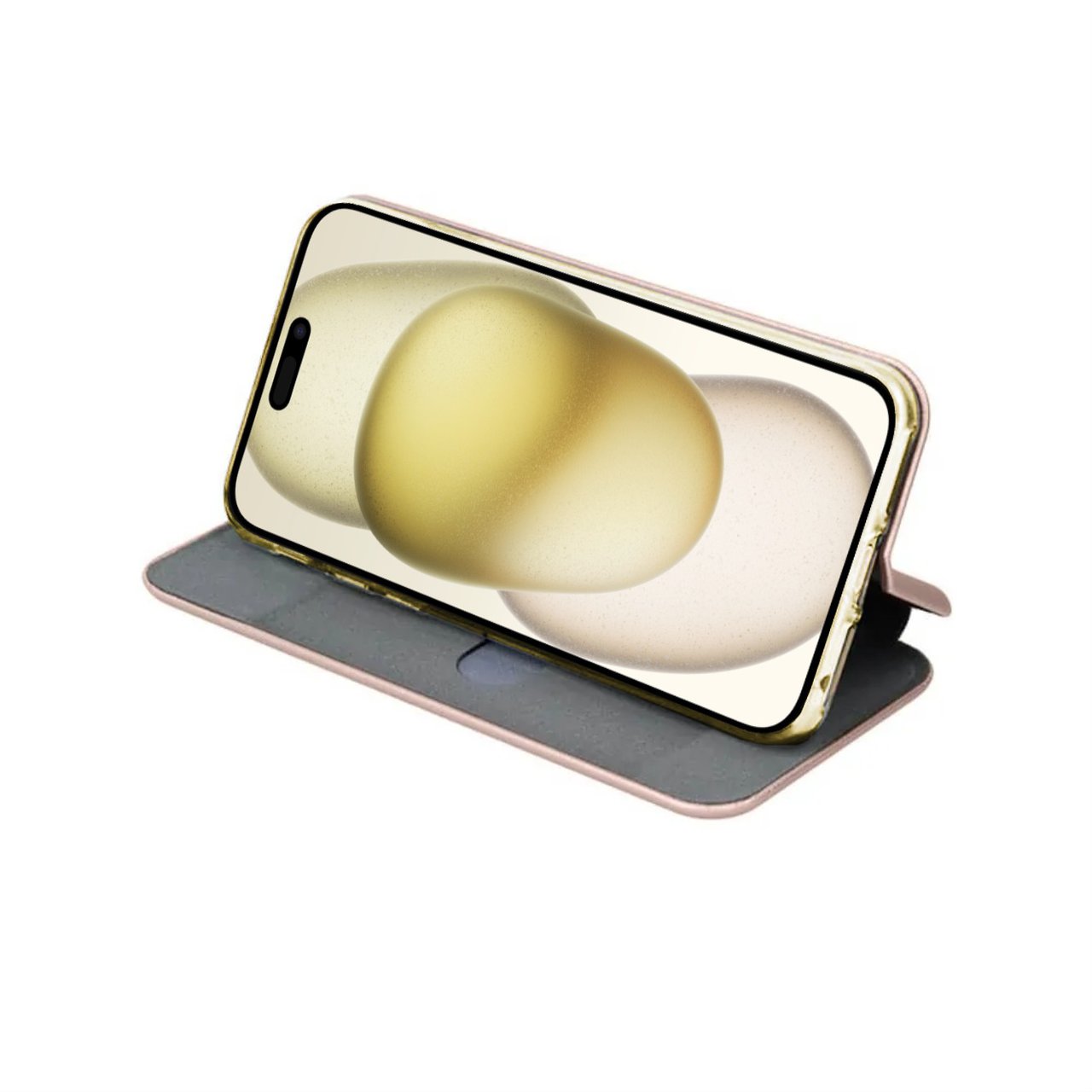 Etui do iPhone 15 Plus klasyczne z magnetyczną klapką, złote