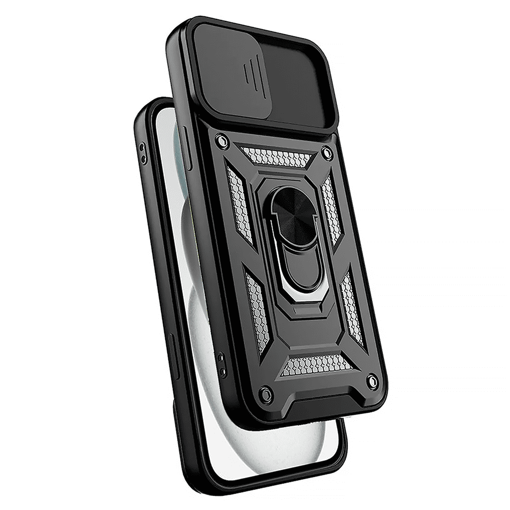Etui do iPhone 15 Plus pancerne z magnetycznym uchwytem, osłona kamery, czarne