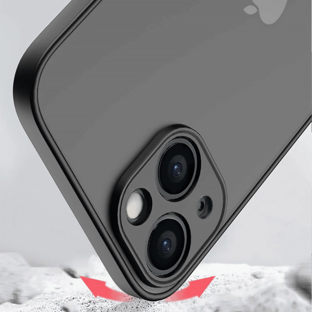 Etui do iPhone 15 półprzeźroczyste matowe z ochroną aparatu, czarne (OUTLET)