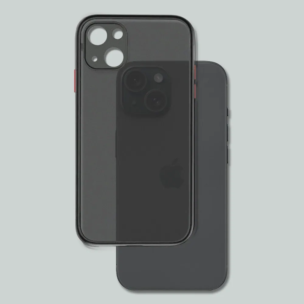 Etui do iPhone 15 półprzeźroczyste matowe z ochroną aparatu, czarne (OUTLET)