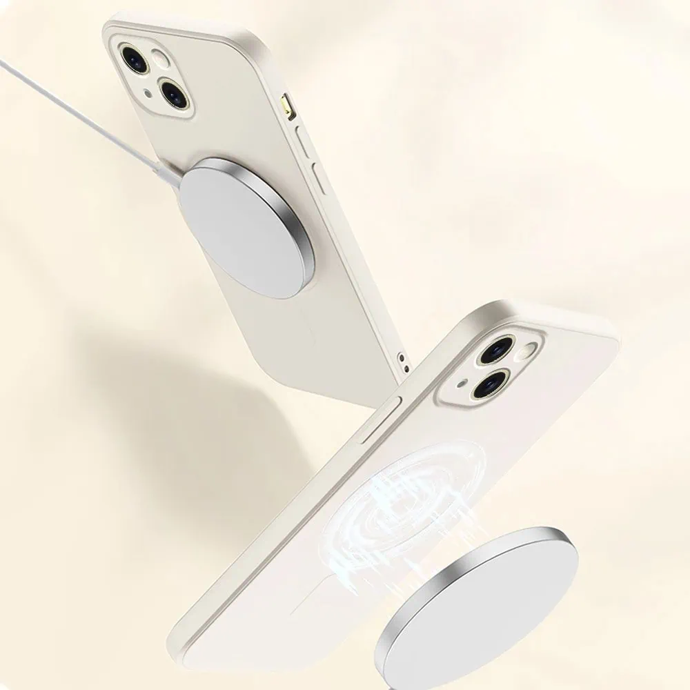 Etui do iPhone 15 Plus silikonowe z mikrofibrą Premium Soft Touch MagSafe, ochrona aparatu, kamień polny