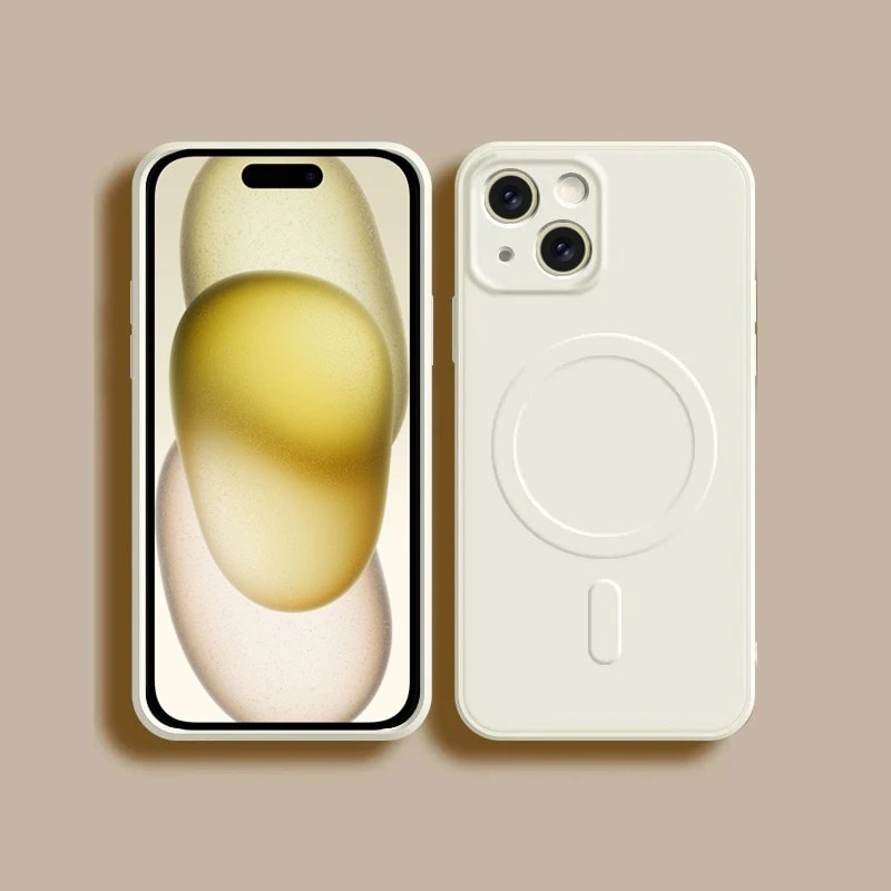 Etui do iPhone 15 Plus silikonowe z mikrofibrą Premium Soft Touch MagSafe, ochrona aparatu, kamień polny