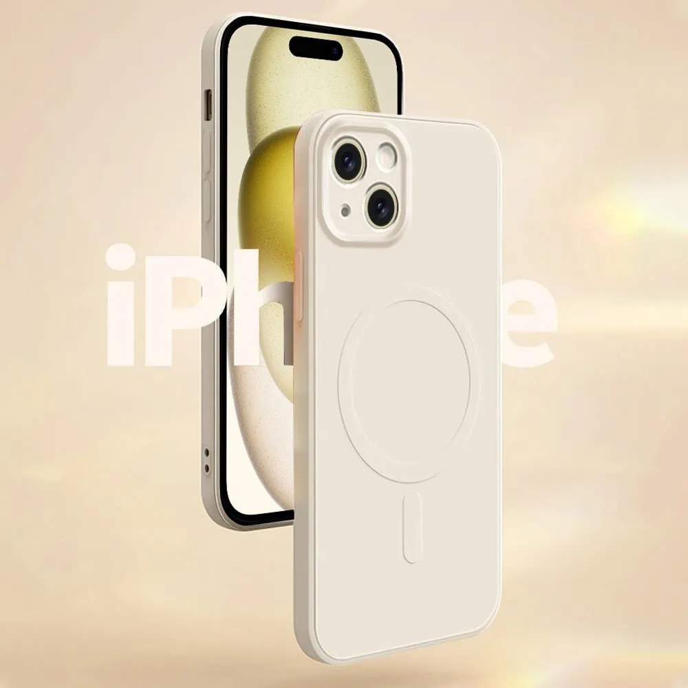 Etui do iPhone 15 Plus silikonowe z mikrofibrą Premium Soft Touch MagSafe, ochrona aparatu, kamień polny