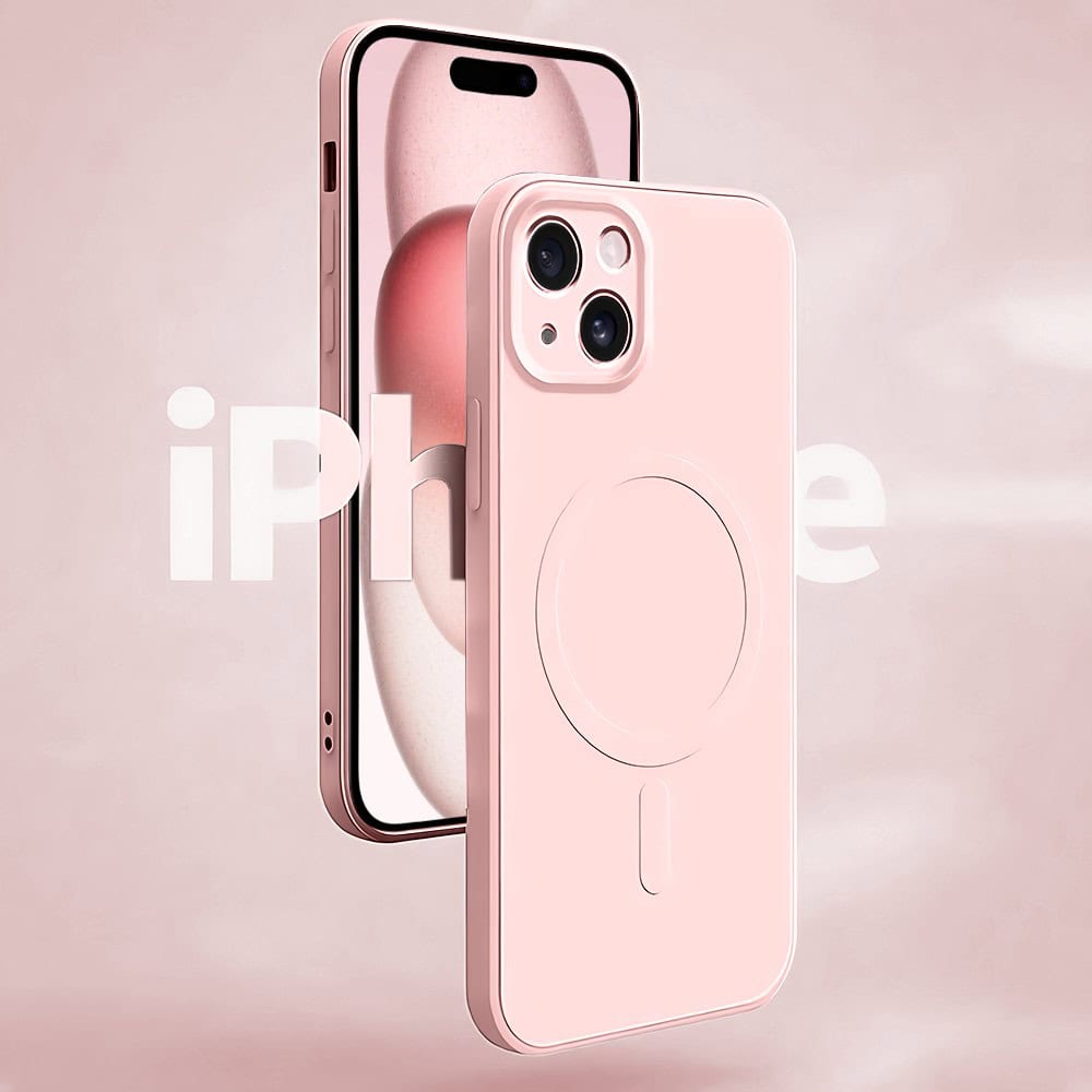 Etui do iPhone 15 silikonowe z mikrofibrą Premium Soft Touch MagSafe, ochrona aparatu, różowe