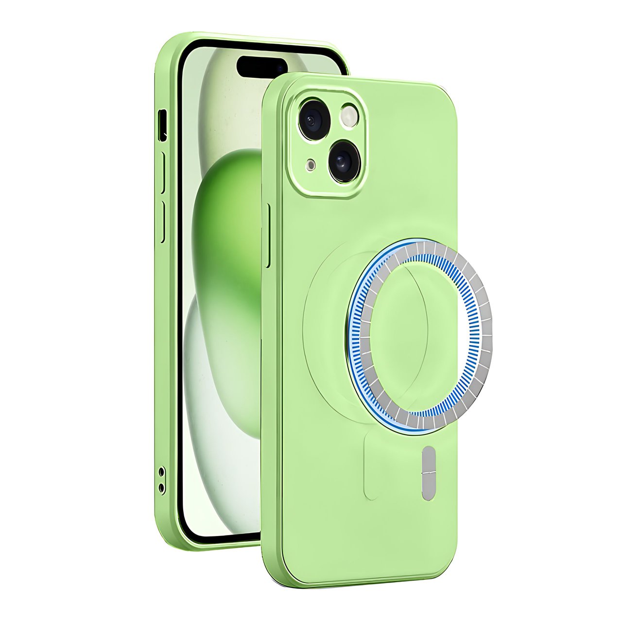 Etui do iPhone 15 silikonowe z mikrofibrą Premium Soft Touch MagSafe, ochrona aparatu, zielone