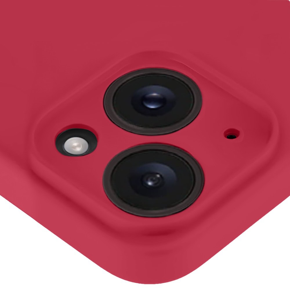 Etui do iPhone 15 Plus silikonowe z mikrofibrą soft touch z osłoną na aparat, ceglasta czerwień