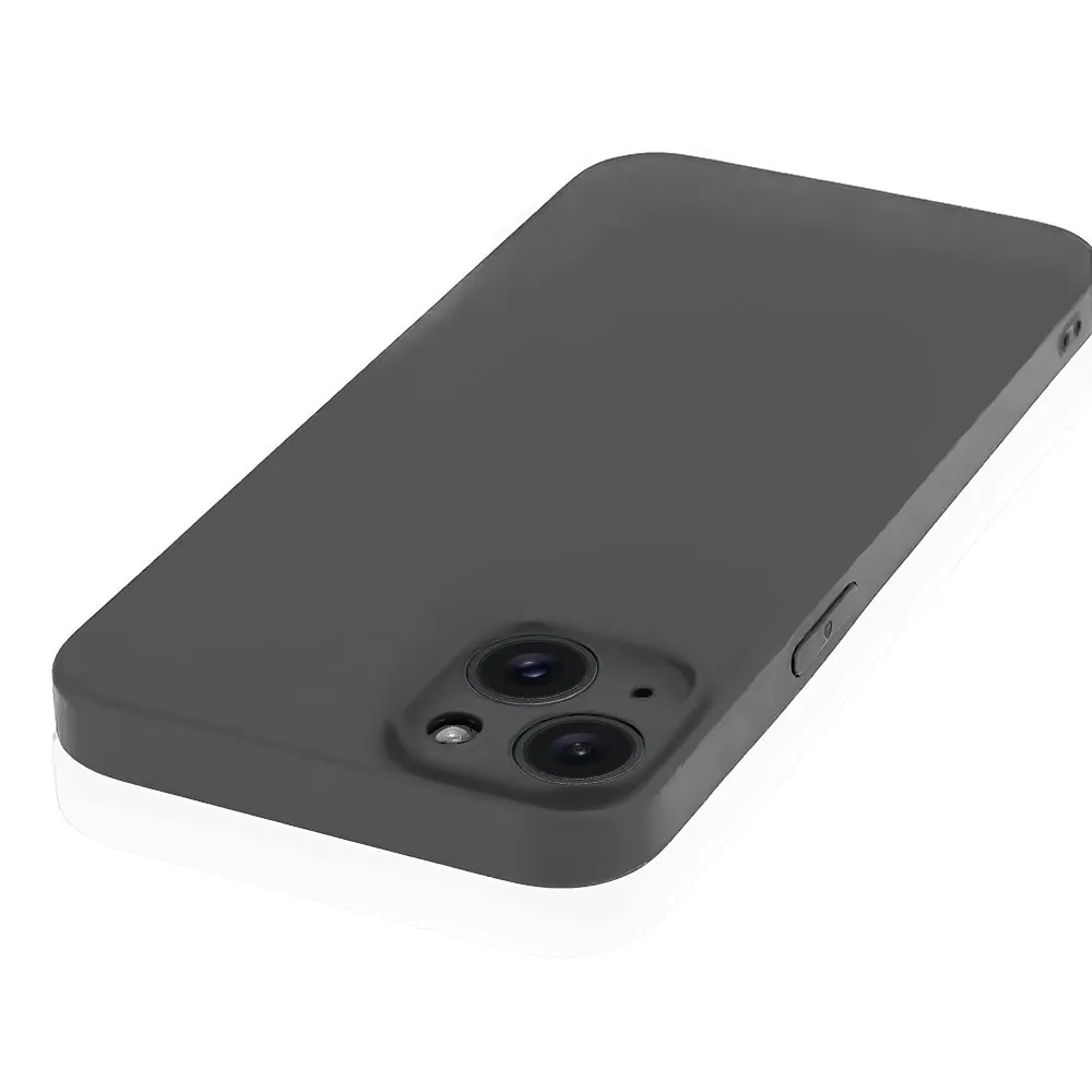 Etui do iPhone 15 Plus silikonowe z mikrofibrą soft touch z osłoną na aparat, grafitowe