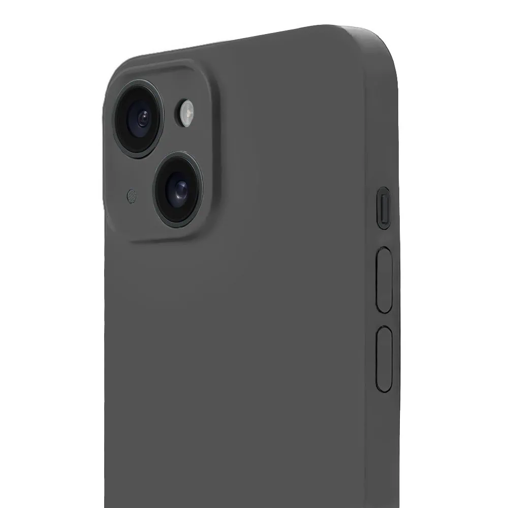 Etui do iPhone 15 Plus silikonowe z mikrofibrą soft touch z osłoną na aparat, grafitowe