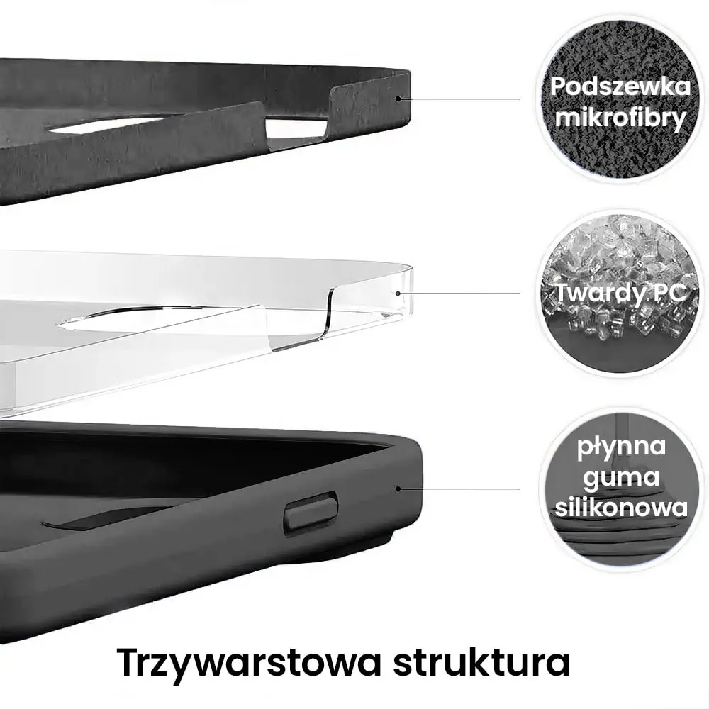 Etui do iPhone 15 Plus silikonowe z mikrofibrą soft touch z osłoną na aparat, grafitowe