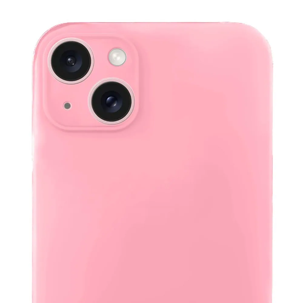 Etui do iPhone 15 Plus silikonowe z mikrofibrą soft touch z osłoną na aparat, jasny róż