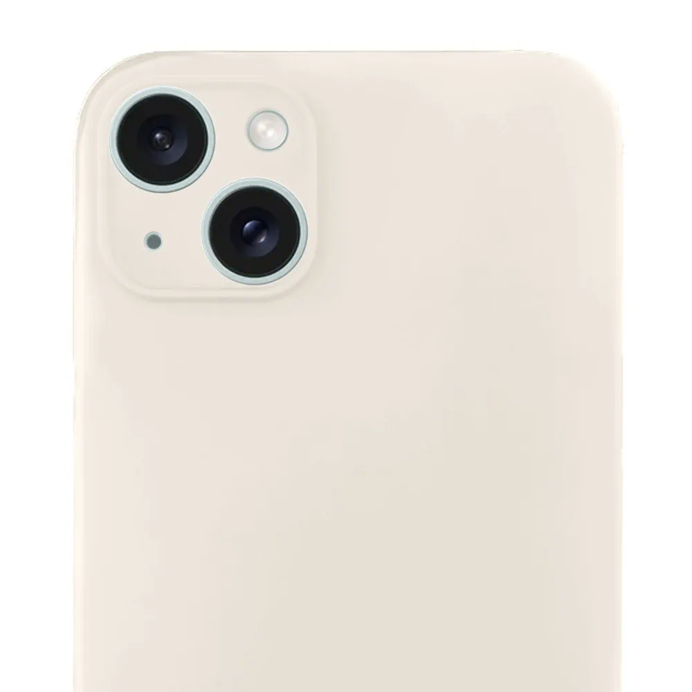 Etui do iPhone 15 Plus silikonowe z mikrofibrą soft touch z osłoną na aparat, kremowe