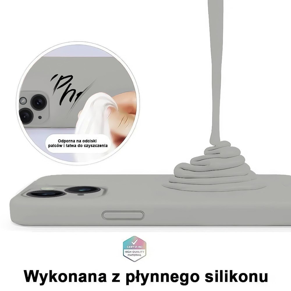 Etui do iPhone 15 Plus silikonowe z mikrofibrą soft touch z osłoną na aparat, vintage beż