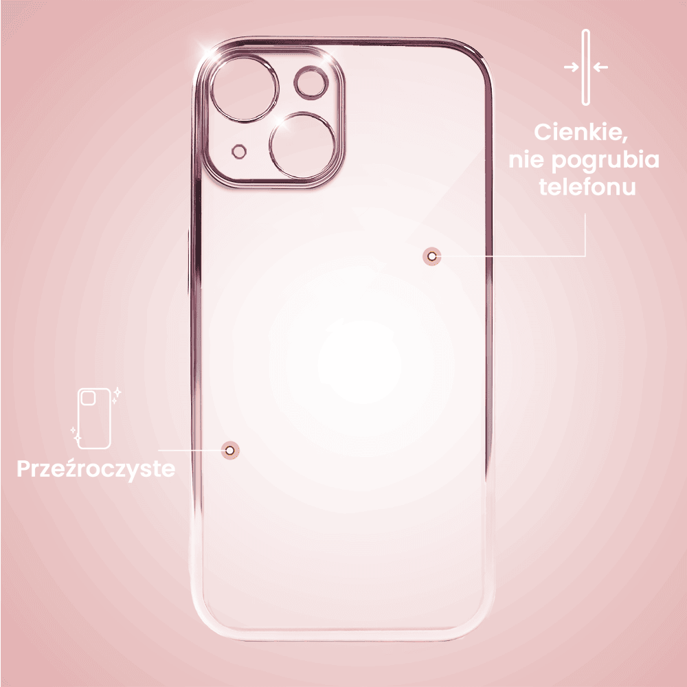 Etui do iPhone 13 Mini slim pink z osłoną kamery, zimny róż