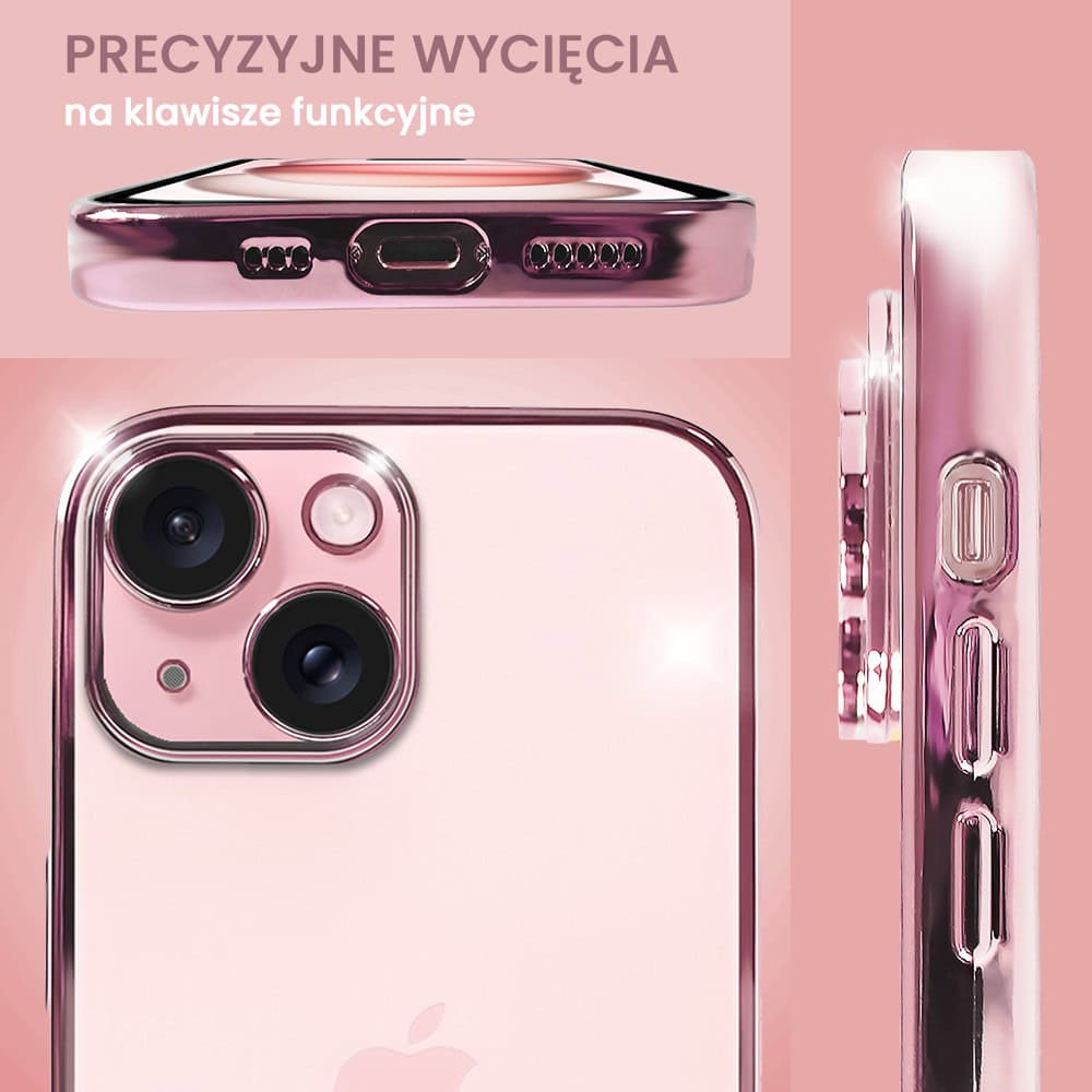 Etui do iPhone 13 Mini slim pink z osłoną kamery, zimny róż