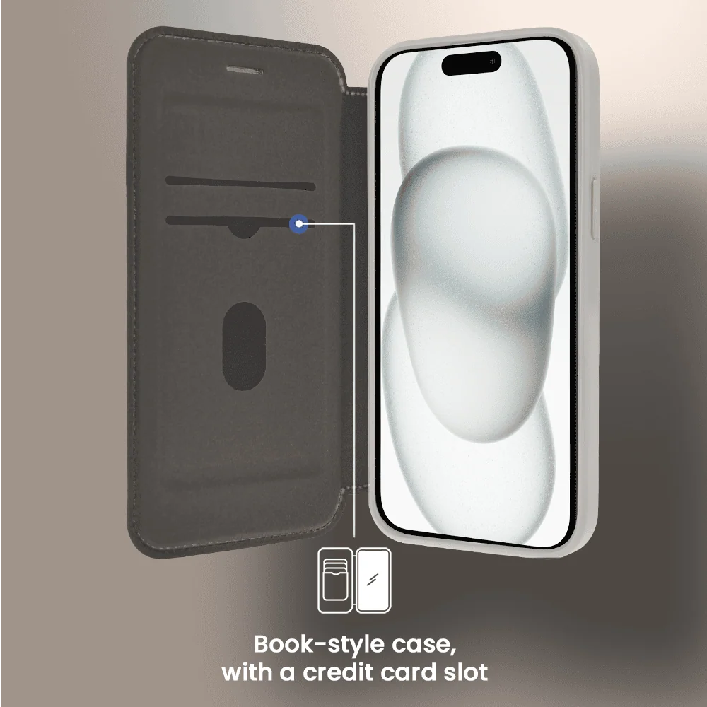 Etui do iPhone 15 z klapką Solid MagSafe Book, typu książka, szare