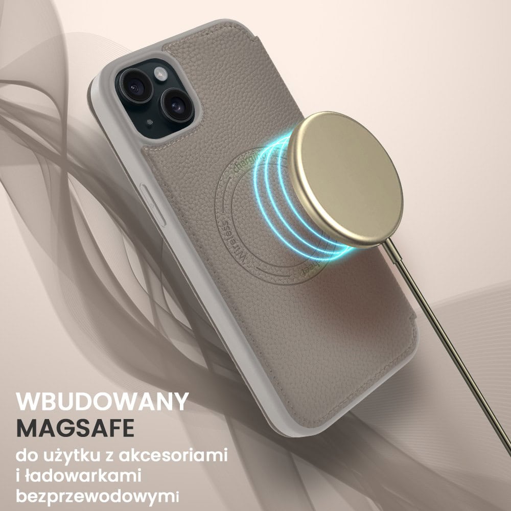 Etui do iPhone 15 z klapką Solid MagSafe Book, typu książka, szare