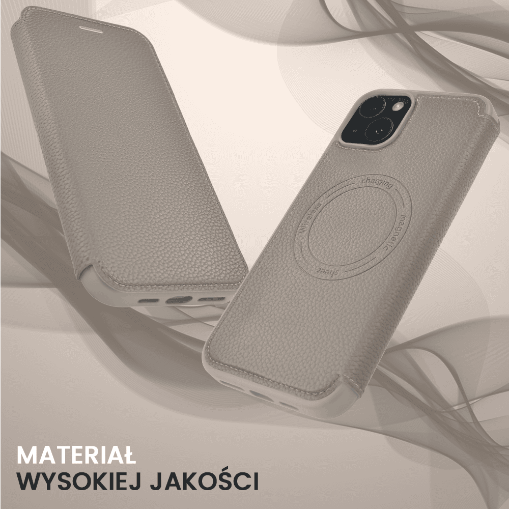 Etui do iPhone 15 z klapką Solid MagSafe Book, typu książka, szare