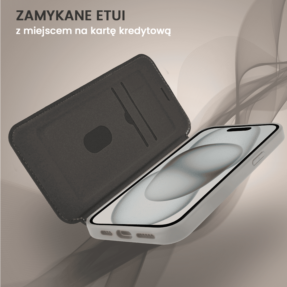 Etui do iPhone 15 z klapką Solid MagSafe Book, typu książka, szare