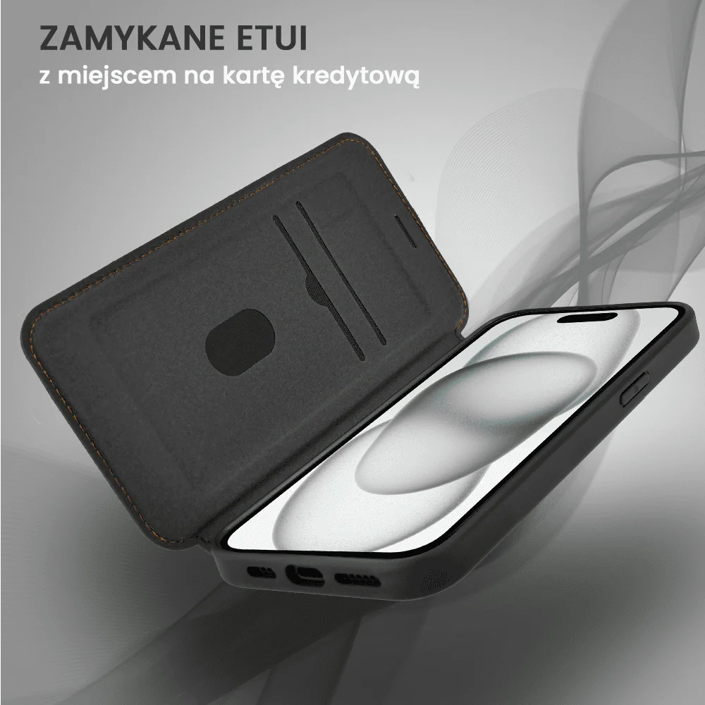 Etui do iPhone 15 z klapką Solid MagSafe Book, typu książka, czarne