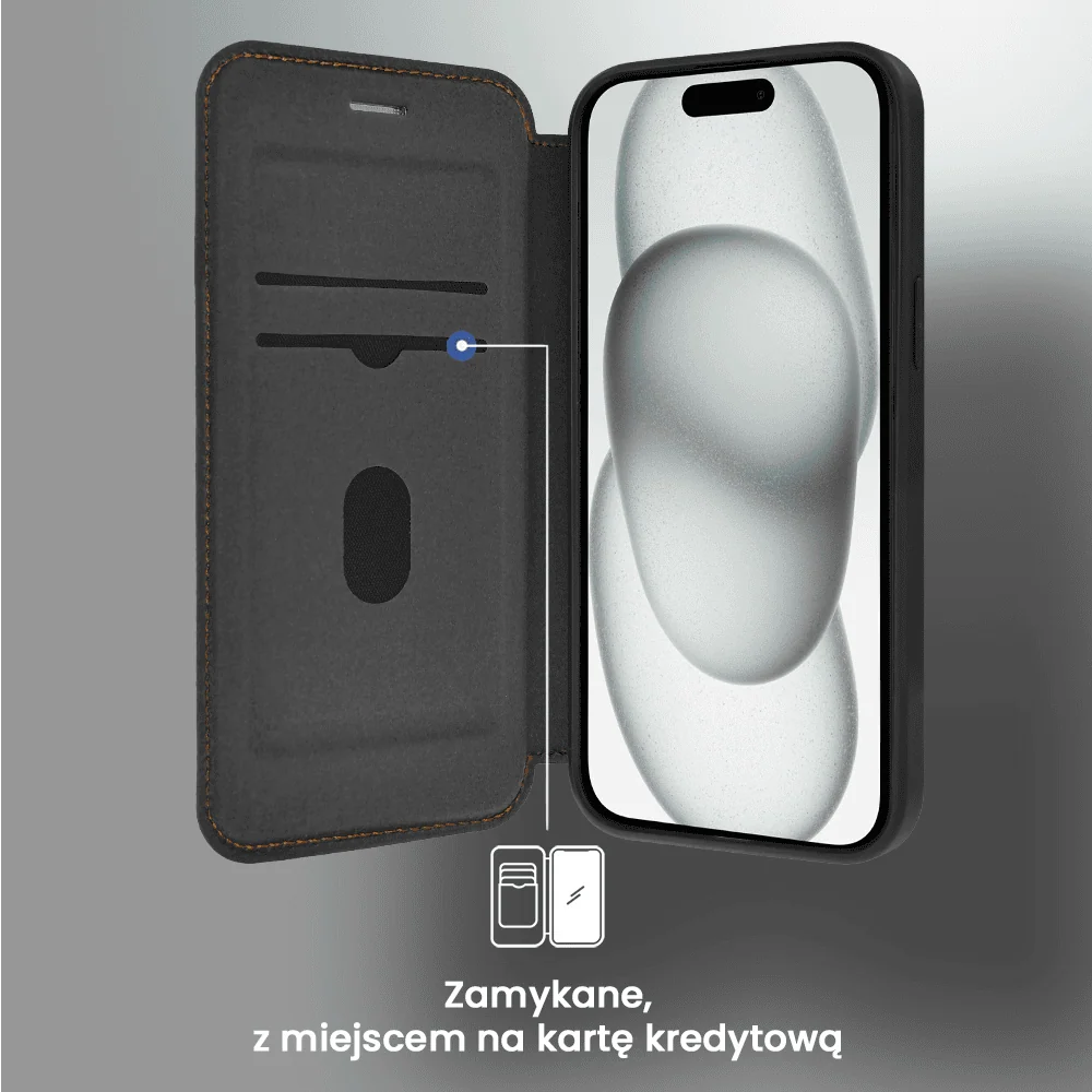 Etui do iPhone 15 z klapką Solid MagSafe Book, typu książka, czarne