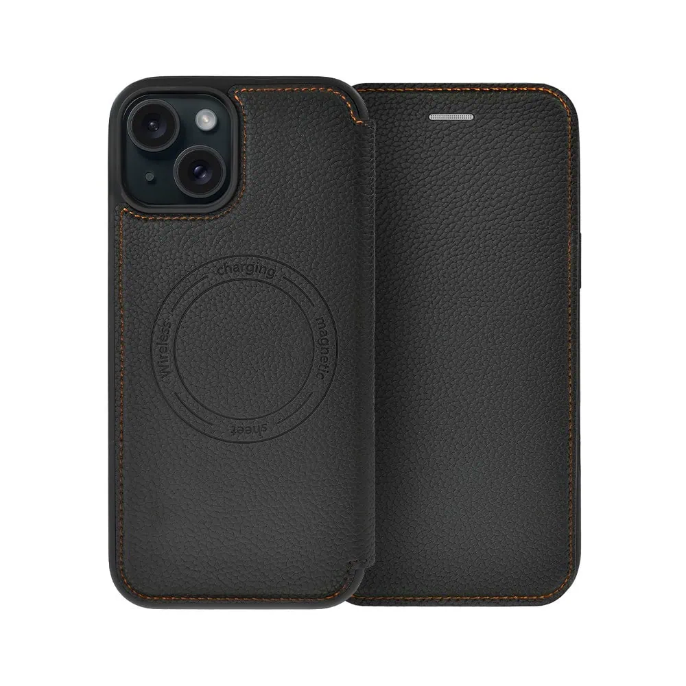 Etui do iPhone 15 z klapką Solid MagSafe Book, typu książka, czarne