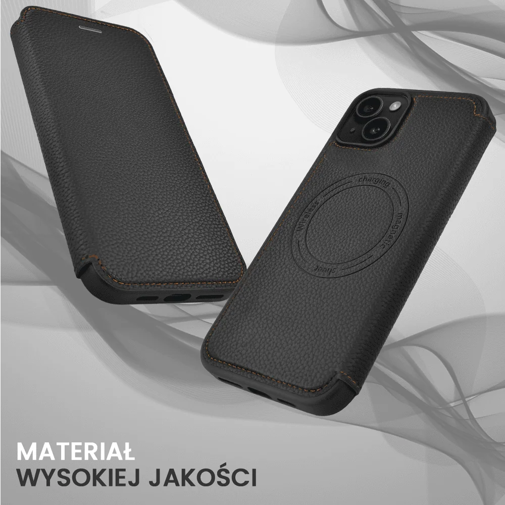 Etui do iPhone 15 z klapką Solid MagSafe Book, typu książka, czarne