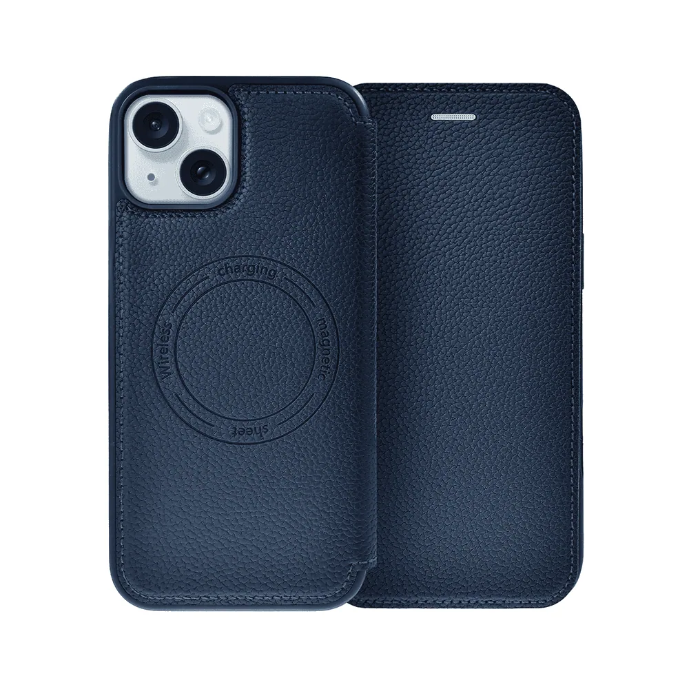 Etui do iPhone 15 Plus z klapką Solid MagSafe Book, typu książka, granatowe