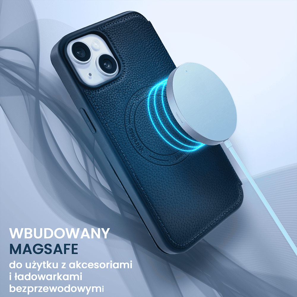 Etui do iPhone 15 Plus z klapką Solid MagSafe Book, typu książka, granatowe