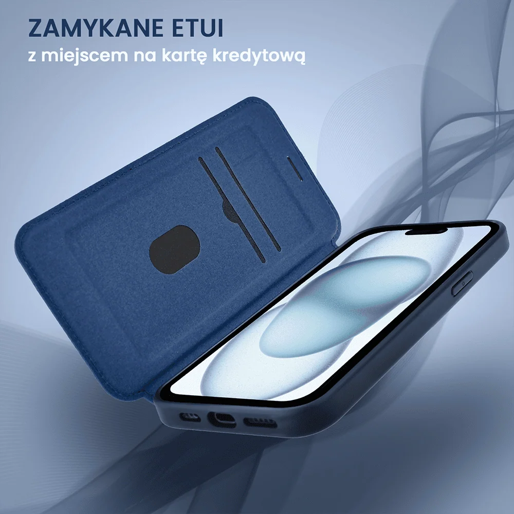 Etui do iPhone 15 Plus z klapką Solid MagSafe Book, typu książka, granatowe