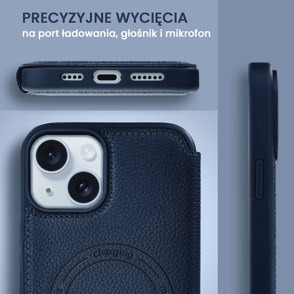 Etui do iPhone 15 Plus z klapką Solid MagSafe Book, typu książka, granatowe