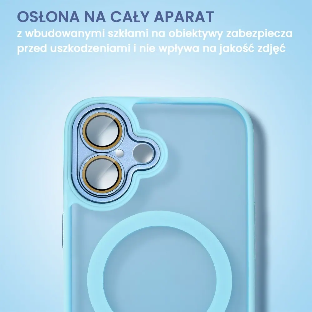 Etui do iPhone 16 Color Flush z Magsafe, z osłoną aparatu, błękitne