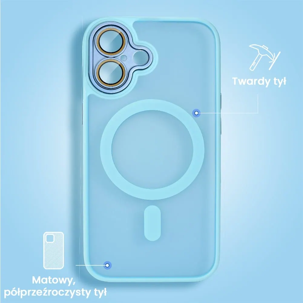 Etui do iPhone 16 Color Flush z Magsafe, z osłoną aparatu, błękitne