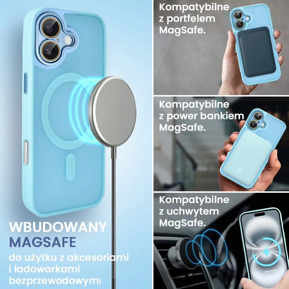 Etui do iPhone 16 Color Flush z Magsafe, z osłoną aparatu, błękitne