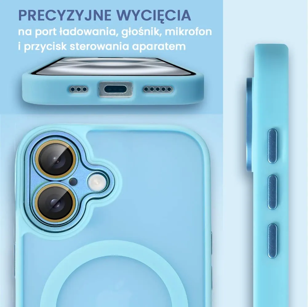 Etui do iPhone 16 Color Flush z Magsafe, z osłoną aparatu, błękitne