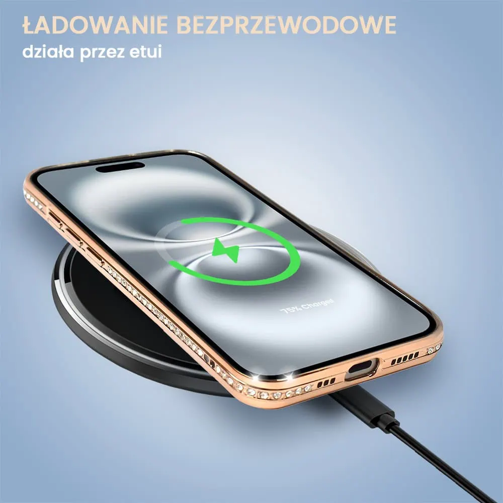 Etui do iPhone 16 Plus Diadem Glow, błyszczące z MagSafe, przeźroczyste, złote (OUTLET)