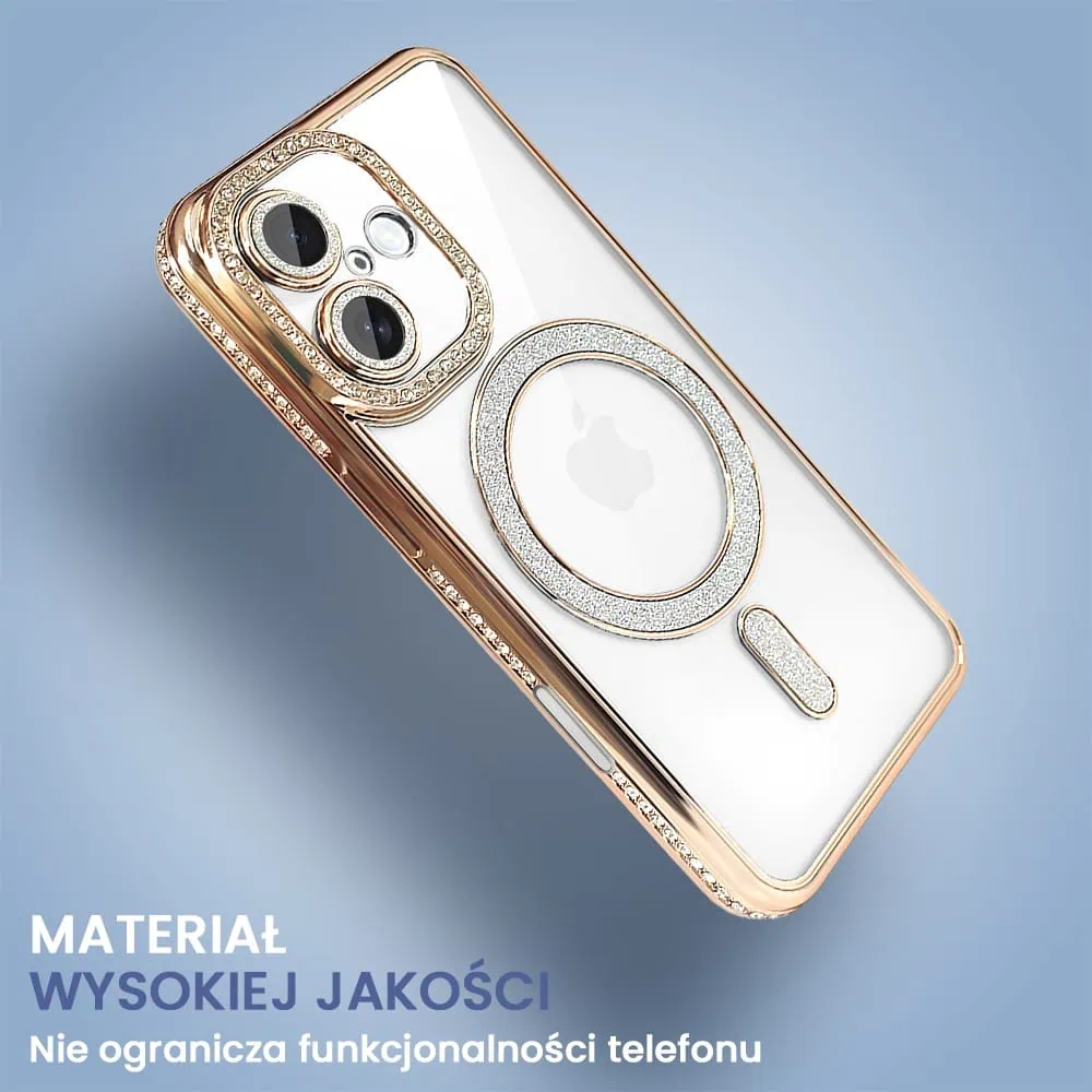 Etui do iPhone 16 Plus Diadem Glow, błyszczące z MagSafe, przeźroczyste, złote (OUTLET)