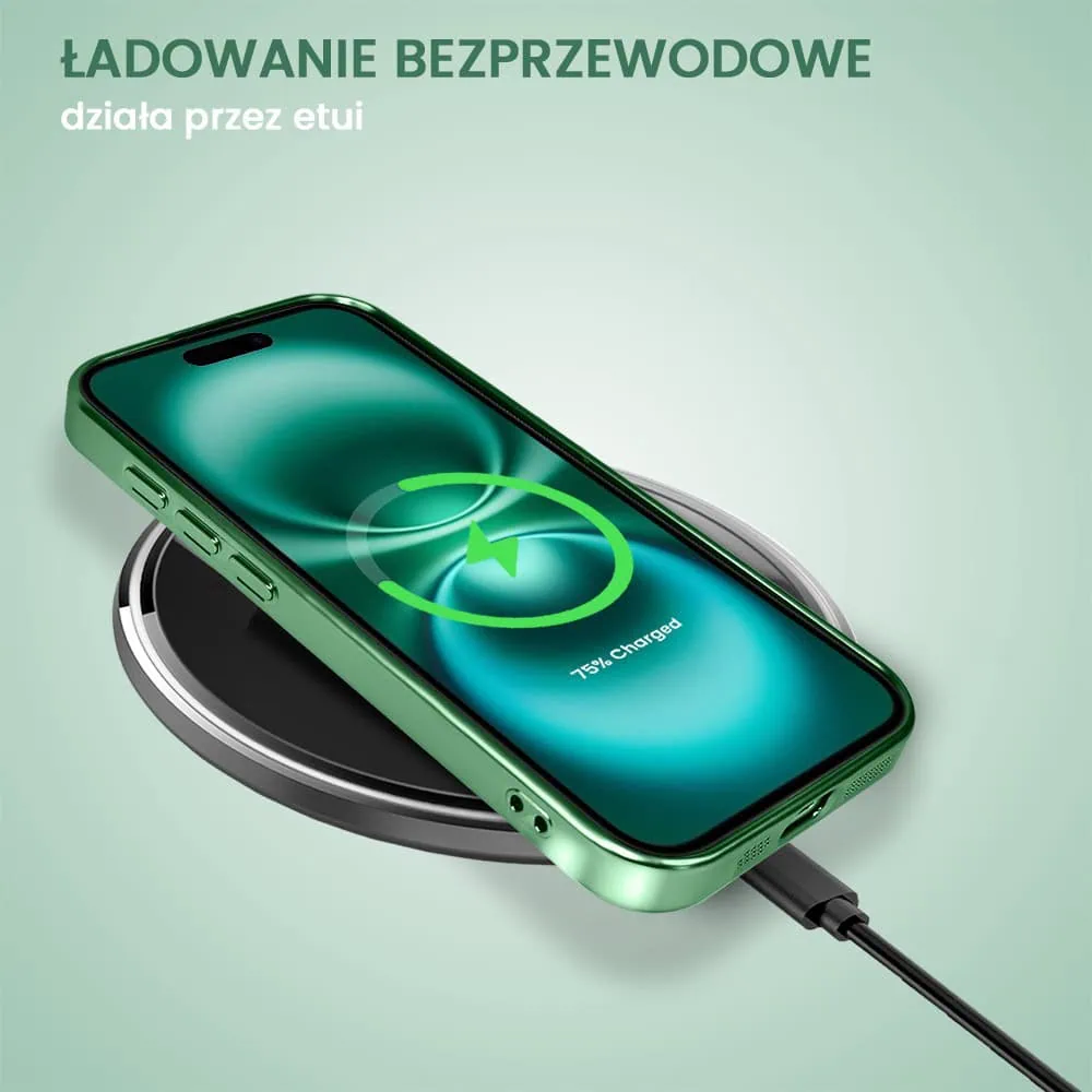 Etui do iPhone 16 MagSafe Luxury Protect przeźroczyste, hybrydowa ochrona kamery, berylowa zieleń
