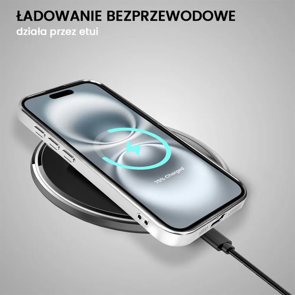 Etui do iPhone 16 MagSafe Luxury Protect przeźroczyste, hybrydowa ochrona kamery, srebrne