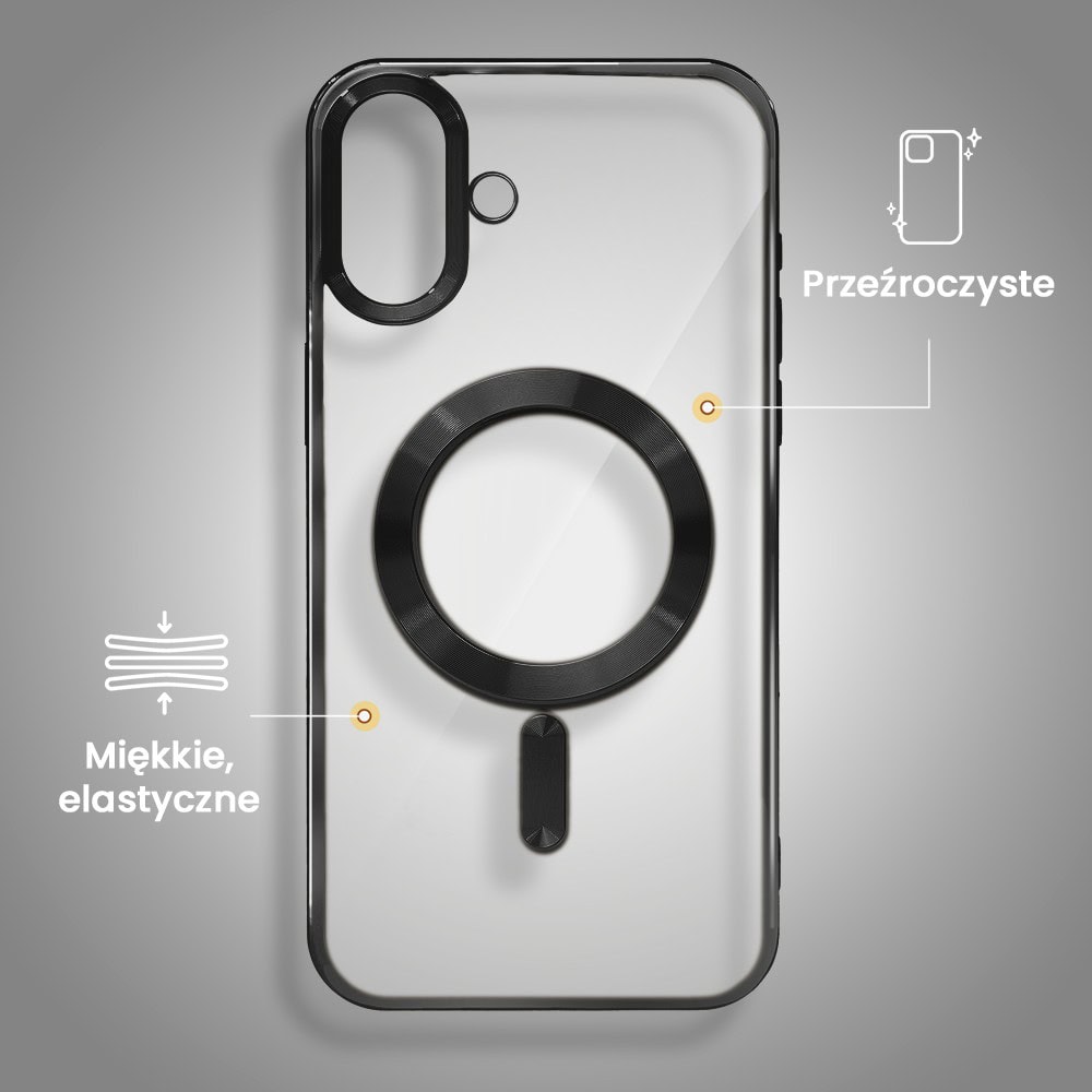 Etui do iPhone 16 MagSafe Luxury, przeźroczyste, czarne