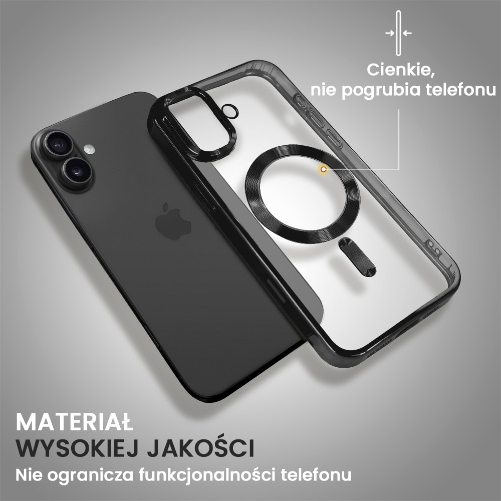 Etui do iPhone 16 MagSafe Luxury, przeźroczyste, czarne