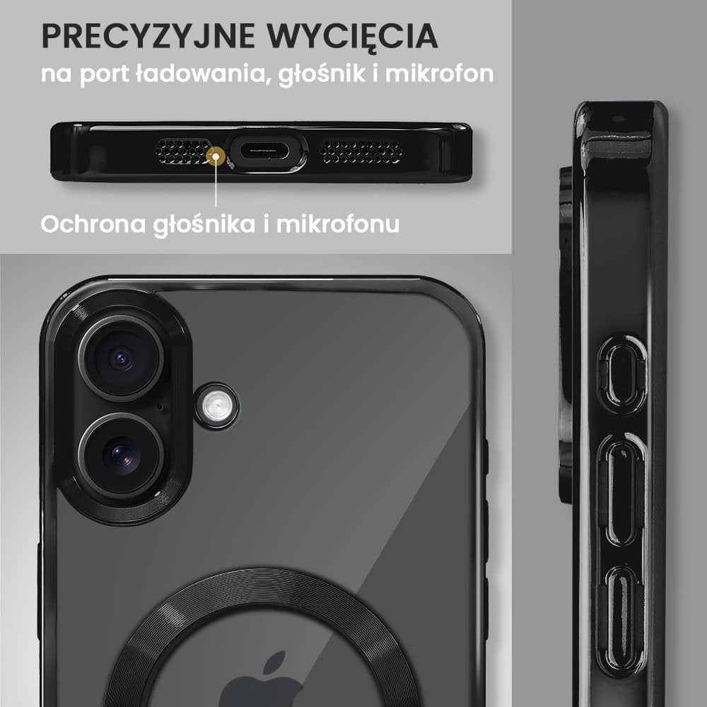Etui do iPhone 16 MagSafe Luxury, przeźroczyste, czarne