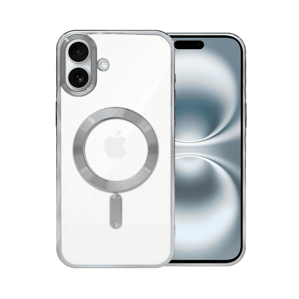 Etui do iPhone 16 MagSafe Luxury, przeźroczyste, srebrne