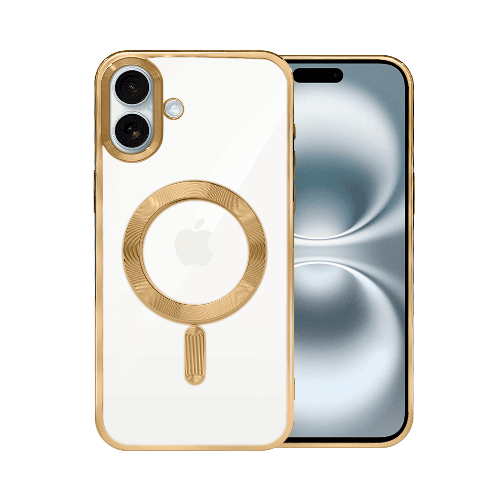 Etui do iPhone 16 MagSafe Luxury, przeźroczyste, złote